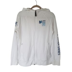 Hudson's Bay Vancouver 2010 Olympic Games Hoodie Jacket White Zip Front